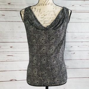 Express black white floral cowl neck tank